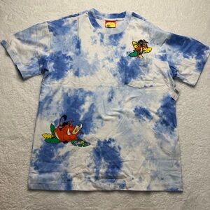 WDW Disney Parks The Lion King Timon and Pumbaa Embroidered Tie Dye Tshirt Med